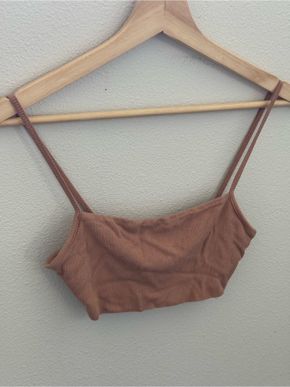 Joah Brown Ribbed Cami Crop Top